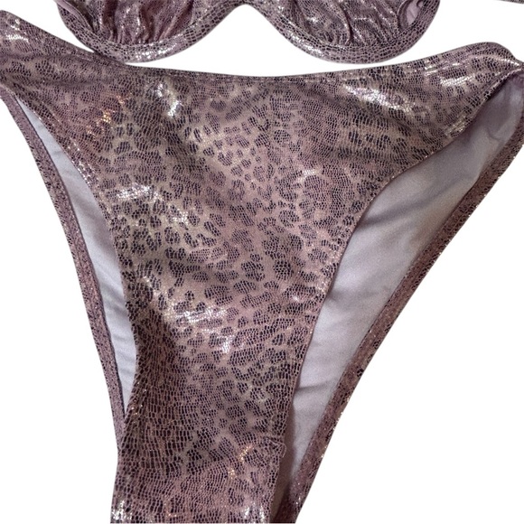 Pink Animal‎ Print Bikini Set Halter Top Swimsuit Sexy Beach Wear Small - Picture 3 of 6